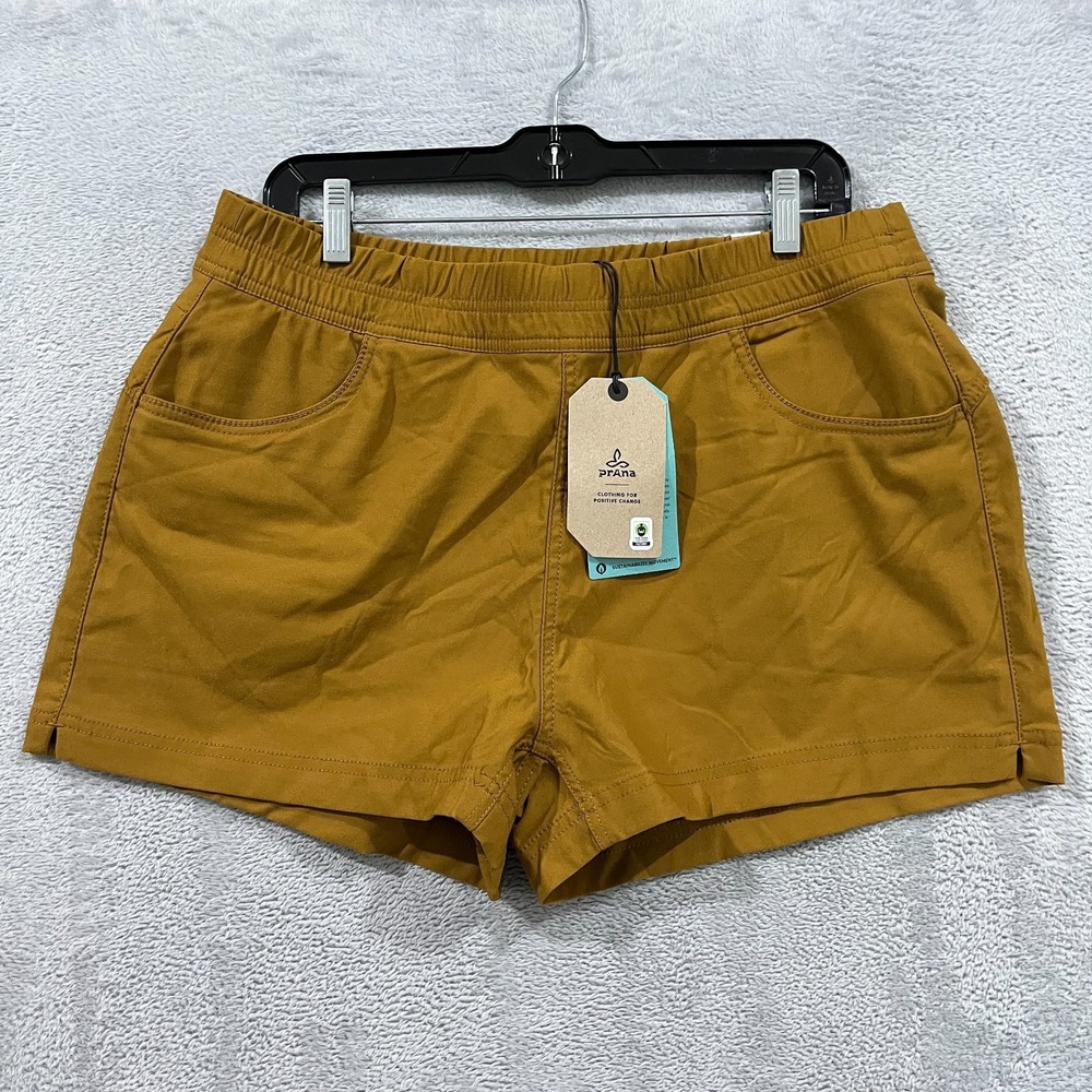 Prana Halle E- Waist Short II Women 14 Antique Bronze 3" Inseam Hiking Workout‎